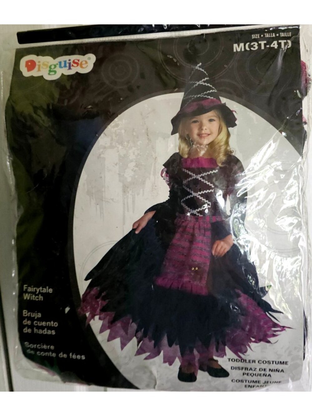 Fairytale Witch Costume Toddler Girls 3T-4T Pretty Pink Dress Hat Halloween NEW